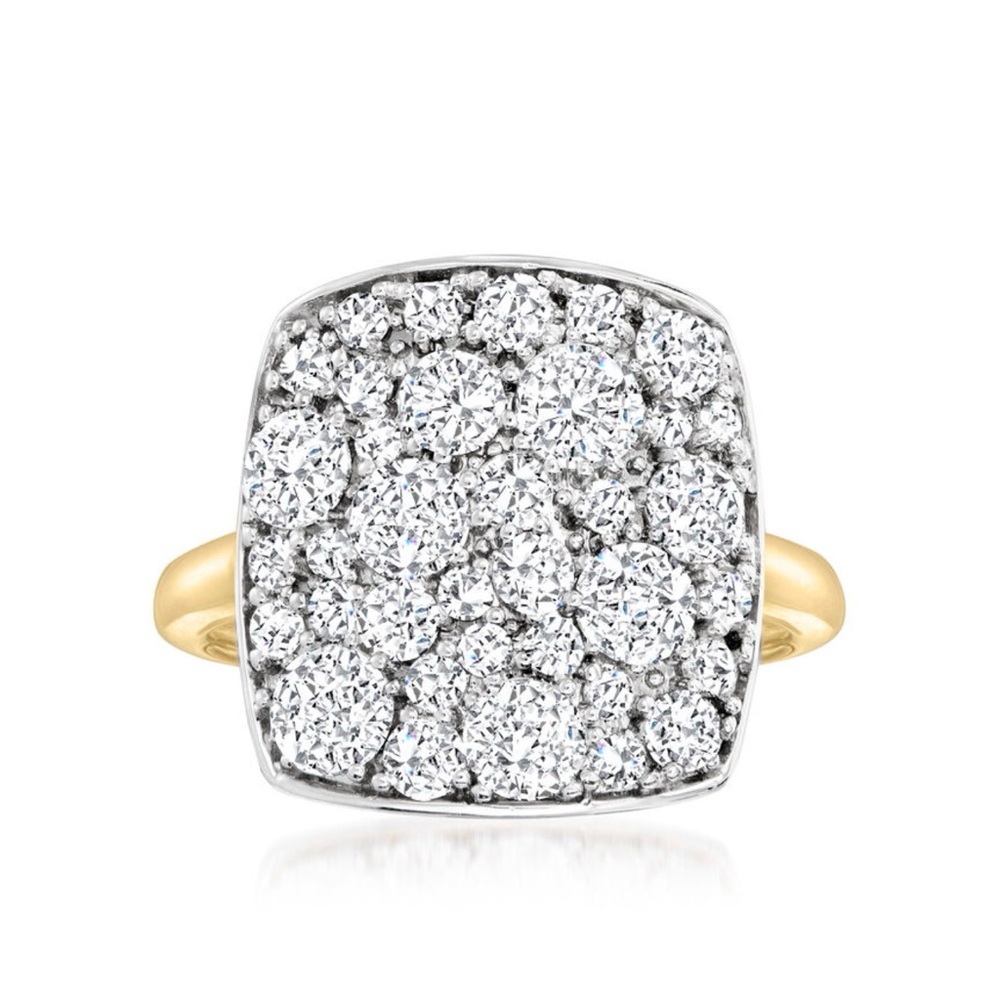 2.00ct Lab Diamond 14K Yellow Gold Cluster Ring